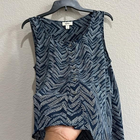 Style & Co Navy Blue White Sleeveless Tank Top Sz 0X (12) Button Down Flowy - Picture 5 of 8